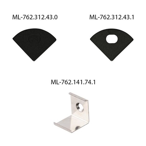 ML-761.412.43.2 Rohový hliníkový profil RS2, RD2 16x16mm bez difuzoru černý 2 m 2