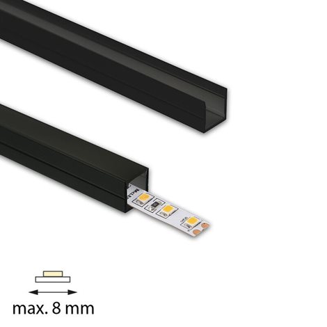 ML-761.429.74.2 Přisazený hliníkový profil PW 11x11mm bez difuzoru černý 2m 5