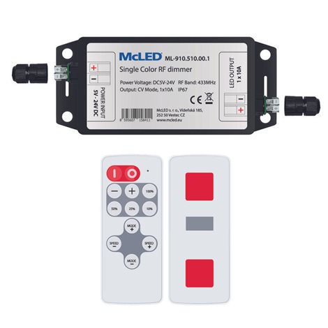 ML-910.510.00.1 Sada RF Nano pro jednobarevné LED pásky, 1 zóna, ovladač + přijímač, max. 10A, černý 9