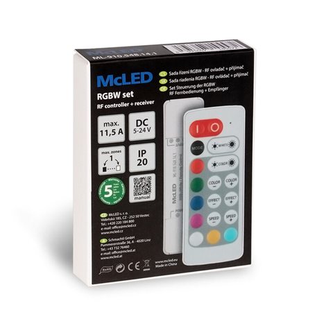 ML-910.548.14.1 Sada RF Nano pro RGBW LED pásky, 1 zóna, ovladač + přijímač, max. 11,5A, bílý, IP20 3