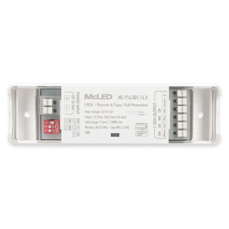ML-914.001.14.0 Wifi přijímač Tuya - řízení jasu, CCT, RGB, RGBW, RGB+CCT max. 5x8A (total max. 24A) 3