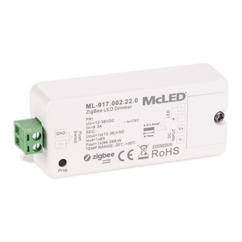 ML-917.002.22.0 ZigBee přijímač - řízení jasu, 1 kanál, max. 8A, 12-36V 6