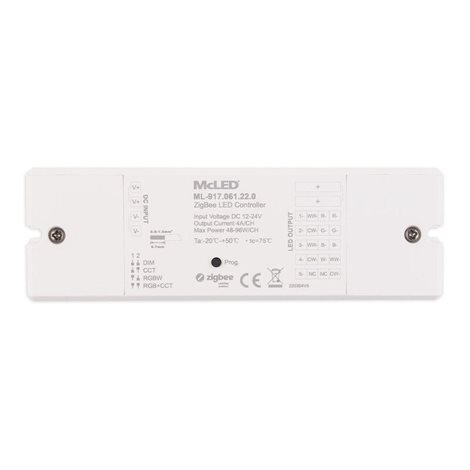 ML-917.061.22.0 ZigBee přijímač - řízení jasu, CCT, RGB, RGBW, RGB+CCT, max. 5x4A, 12-24V 2
