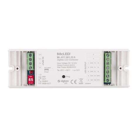 ML-917.061.22.0 ZigBee přijímač - řízení jasu, CCT, RGB, RGBW, RGB+CCT, max. 5x4A, 12-24V 5