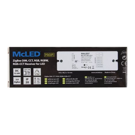 ML-917.061.22.0 ZigBee přijímač - řízení jasu, CCT, RGB, RGBW, RGB+CCT, max. 5x4A, 12-24V 4