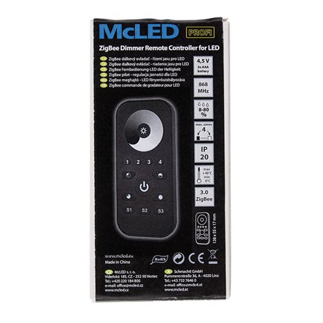 ML-917.501.22.0 ZigBee ovladač - řízení jasu, 4 zóny 2