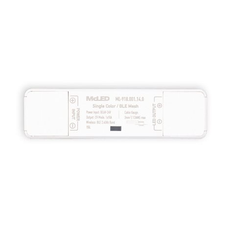 ML-918.001.14.0 BLE Mesh přijímač pro jednobarevné LED pásky, 1x 10A, 6-24VDC, IP20 1