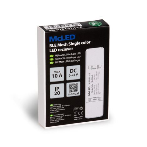 ML-918.001.14.0 BLE Mesh přijímač pro jednobarevné LED pásky, 1x 10A, 6-24VDC, IP20 4