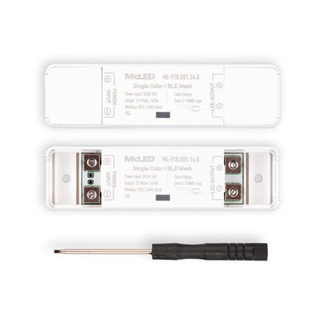 ML-918.001.14.0 BLE Mesh přijímač pro jednobarevné LED pásky, 1x 10A, 6-24VDC, IP20 3