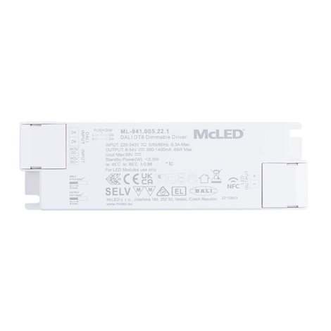 ML-941.005.22.1 Stmívatelný DALI driver 45W, 500-1400mA, 6-54VDC 6