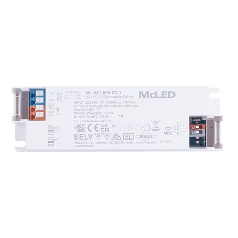 ML-941.005.22.1 Stmívatelný DALI driver 45W, 500-1400mA, 6-54VDC 4