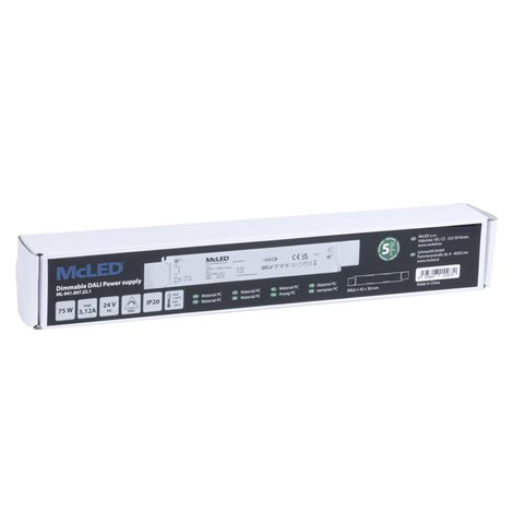 ML-941.007.22.1 Napájecí zdroj 75W, DC24V/3,125A, IP20, řízení DALI a tlačítko 3