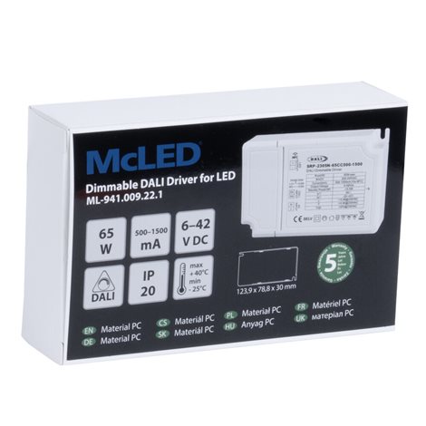 ML-941.009.22.1 Stmívatelný DALI driver 65W, 500-1500mA, 6-54VDC 2