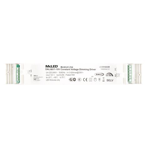 ML-941.011.75.0 Napájecí zdroj 75W, DC12V/6,25A, IP20, řízení DALI, 0/1-10V a tlačítko 4