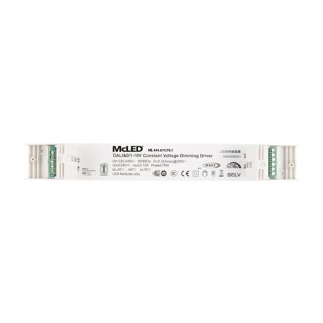 ML-941.011.75.1 Napájecí zdroj 75W, DC24V/3,12A, IP20, řízení DALI, 0/1-10V a tlačítko 5