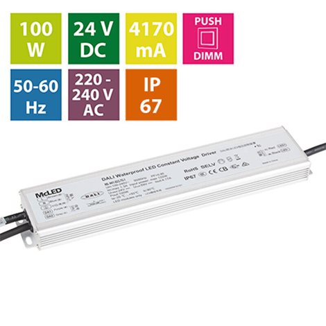 ML-941.022.75.1 Napájecí zdroj 100W, DC24V/4,17A, IP67, řízení DALI a tlačítko 4
