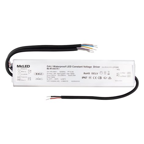 ML-941.023.75.1 Napájecí zdroj 150W, DC24V/6,25A, IP67, řízení DALI a tlačítko 1