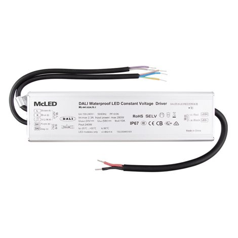 ML-941.024.75.1 Napájecí zdroj 240W, DC24V/10A, IP67, řízení DALI a tlačítko 4