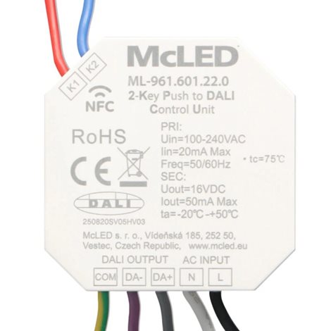 ML-961.601.22.0 Převodník tlačítko (push dim)/DALI, AC napájení 230V 7