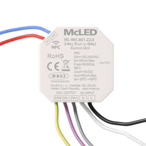 ML-961.601.22.0 Převodník tlačítko (push dim)/DALI, AC napájení 230V 13