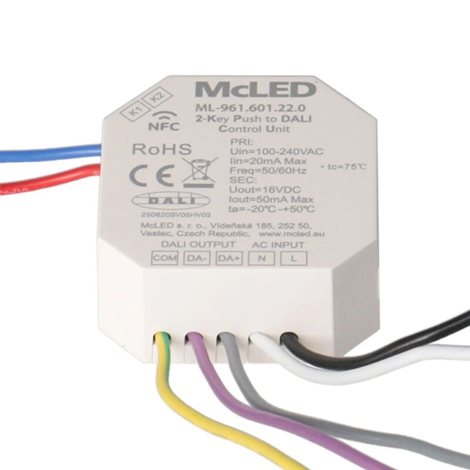 ML-961.601.22.0 Převodník tlačítko (push dim)/DALI, AC napájení 230V 9