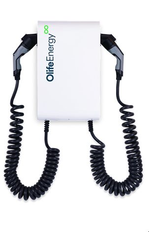 OLF DoubleBox - BASE AC 2x22kW, Rovné kabely, RFID, automód 3