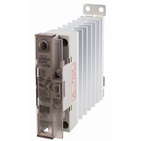 G3PE-215B DC12-24 polovodičové relé, 1 fáze, 15A 100-240 VAC, s chladičem, montáž na DIN l