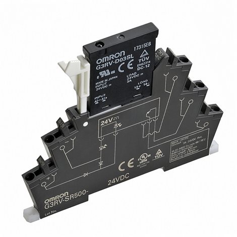 G3RV-SR500-A DC24 úzkéřádky SSR 6mm, včetně patice, střídavý triakový výstup, 2 A, bezšrou
