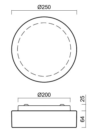 LED-1L12E700BT12/023 DALI 3K Přisazené LED svítidlo se skleněným stínidlem 10W 950lm 3000K IP44 7