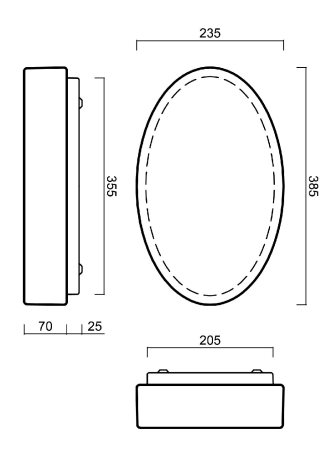 LED-1L47E700U47/207 DALI 3K Přisazené LED svítidlo se skleněným stínidlem 18W 1750lm 3000K IP43 3