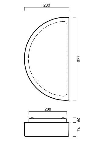 IN-22U42/202 Přisazené svítidlo se skleněným stínidlem 2x10W IP43 6