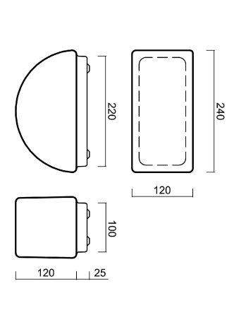 LED-1L26E700U8/226 3K Přisazené LED svítidlo se skleněným stínidlem 7W 690lm 3000K IP43 3