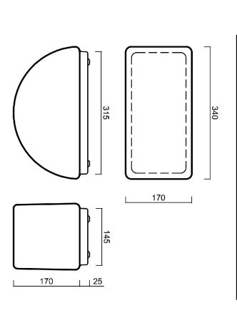 IN-12U9/228 Přisazené svítidlo se skleněným stínidlem 10W IP43 3