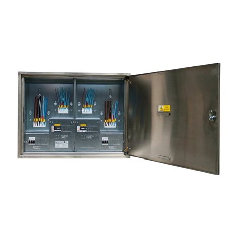 Rozvaděč elektroměrový EMR 2/2 NEREZ bez hlavního jističe uni-FV 2025 ČEZ+EGD vyp. 63A 2x hl.přívod 4