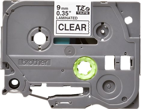 TZE-121 průsvitná/černá 9mm, kazeta laminovaná, délka 8m 2