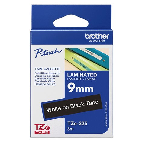 TZE-325 černá/bílá 9mm, kazeta laminovaná, délka 8m 1