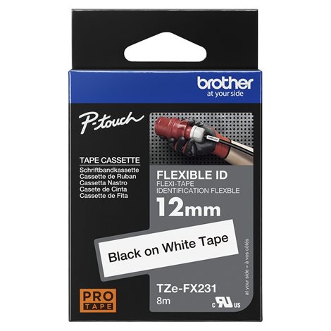 TZE-FX231 bílá/černá 12mm, kazeta s flexibilní páskou, délka 8m 1