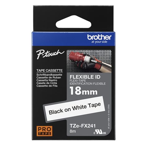 TZE-FX241 bílá/černá 18mm, kazeta s flexibilní páskou, délka 8m 1