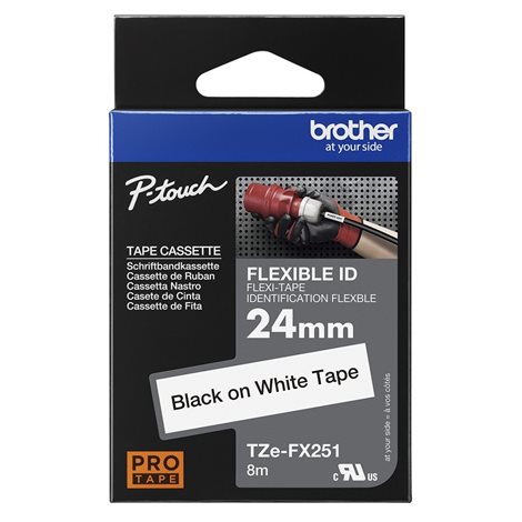 TZE-FX251 bílá/černá 24mm, kazeta s flexibilní páskou, délka 8m 1