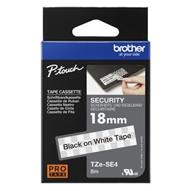 TZE-SE4 bílá/černá 18mm, kazeta s plombovací páskou, délka 8m