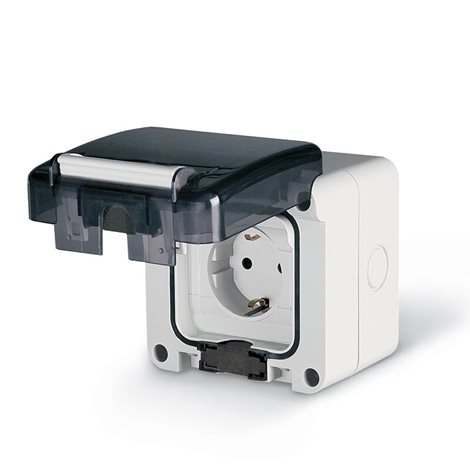 137.6407 PROTECTA IP66 - zásuvka jednoduchá SCHUKO 16A,250V - pro montáž na omítku