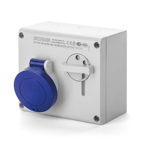 500.3283 Zásuvka nástěnná OMNIA s bezpečnostním blokováním - 2P+E, 32A, 6h/200-250 V, 50/60 Hz, IP44
