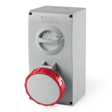 505.6387 Zásuvka nástěnná OMNIA s bezpečnostním blokováním - 3P+N+E, 63A, 6h/380-415 V, 50/60 Hz, IP