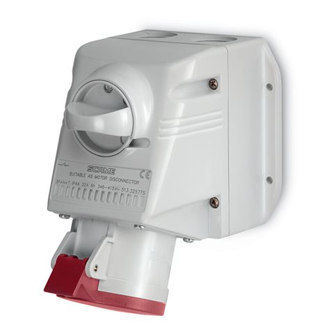 513.3257TS.A Zásuvka nástěnná s vypínačem OPTIMA, šikmý box 3P+N+E, 32A, 6h/380-400V, 50/60 Hz, IP54