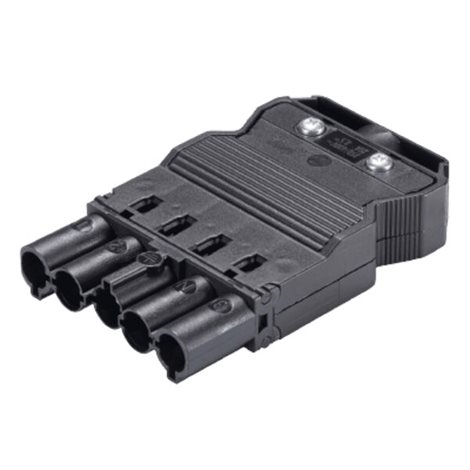 92.954.4053.1 vidlice na kabel, 5-pól, pružinové svorky, gesis, černá