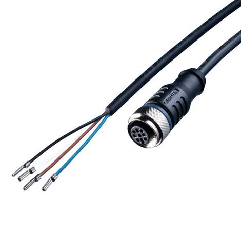 L2W-200100-04 Konektorový kabel PUR - DC; 24 V; 5 m; 4-pin; zástrčka M12 / volný konec; A-kódovaná  
