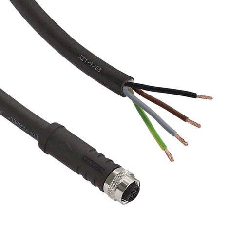 L2W-200100-14 Konektorový kabel, PUR, 5m - M12 zásuvka/volný konec, kódovaný, 220-240 VAC