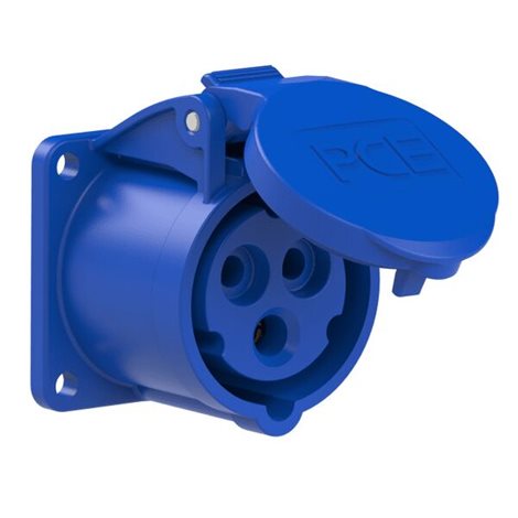 313-6f5 Zásuvka vestavná 3-pólová, 16A / 220V, 6h, IP44, příruba 55x55mm, přímá