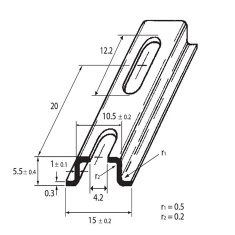 PR-TS 15/F 2m DIN-lišta 15x5,5 - děrovaná, šířka otvoru 4,2mm, pasivovaná (Omega 2F)
