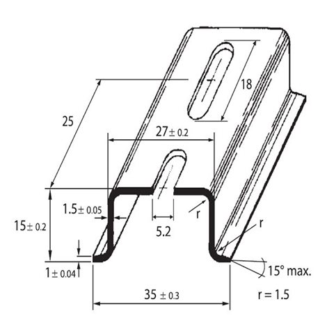PR-TS 35/CF5A 2m DIN-lišta 35x15 - děrovaná, šířka otvoru 5,2mm, pasivovaná